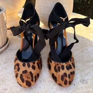 Etro Leopard Pony Hair and Suede Heels